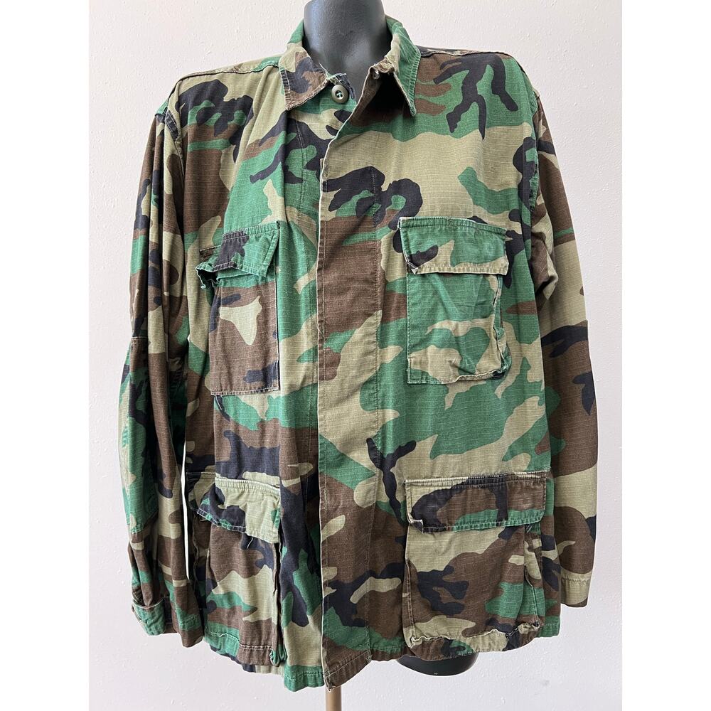US Military Field Jacket Size Large‎ Regular Woodland Camo Combat Coat Atlanco